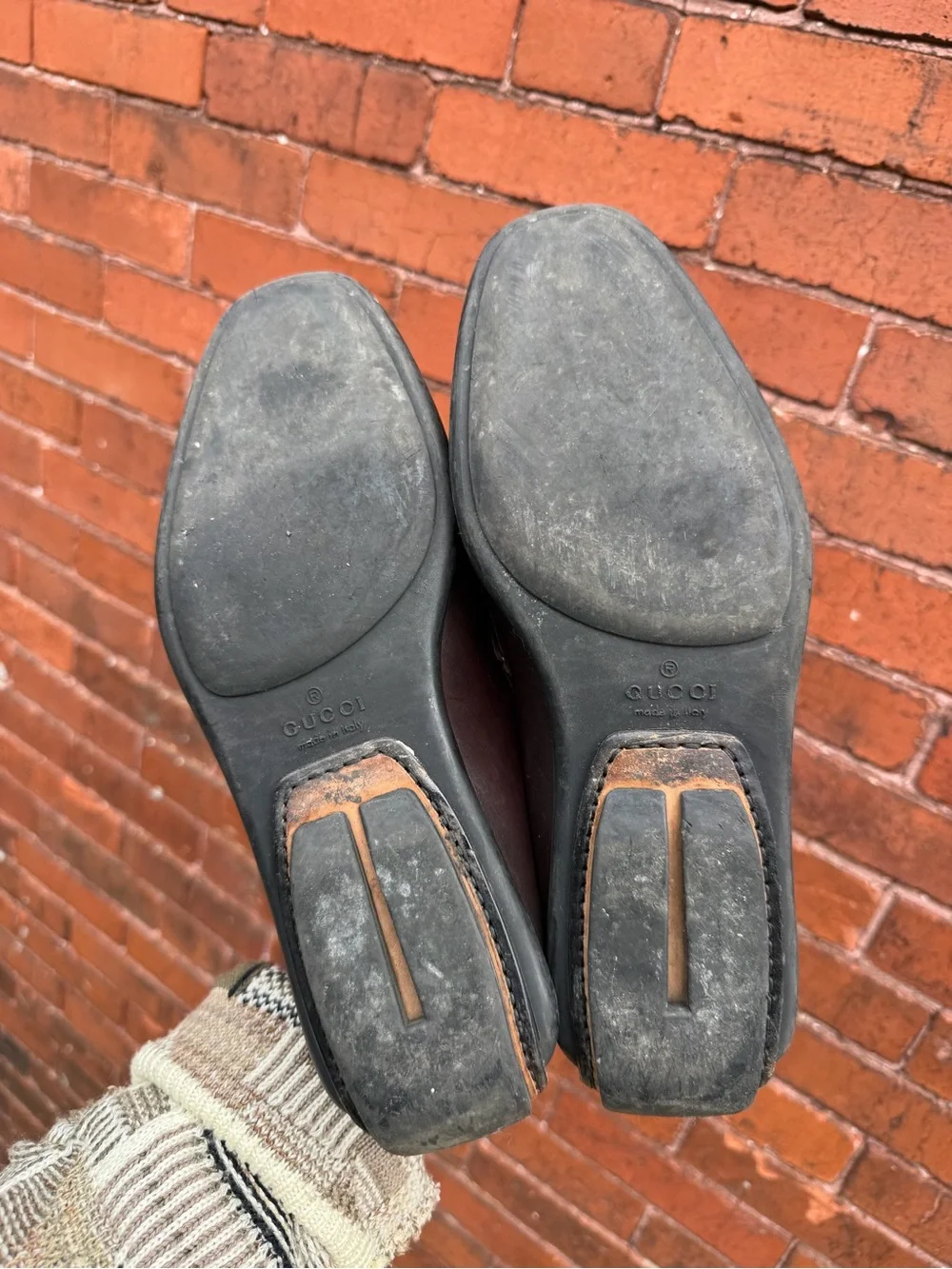 Gucci Brown Leather Horsebit Slip-On Loafers size 8
